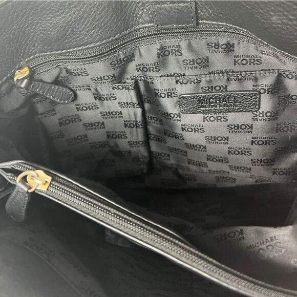 Michael Kors Hamilton Black Pebbled Leather Top Handle Satchel Crossbody Bag - Picture 9 of 13